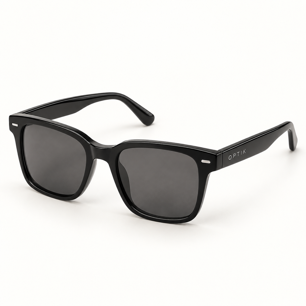 OPTIK Arc — Black frame, Smoke Grey lenses — product