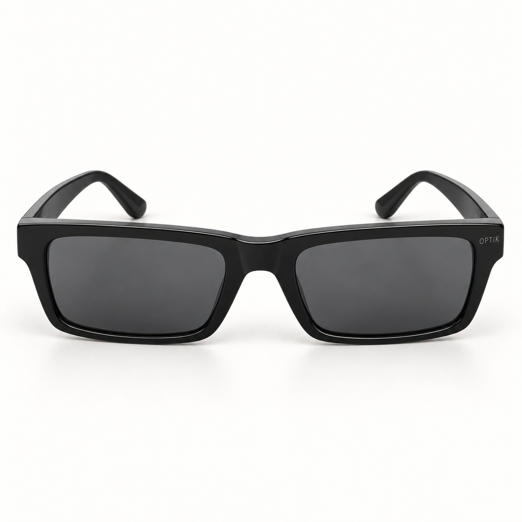 OPTIK Dune — Black frame, Smoke Grey lenses — detail