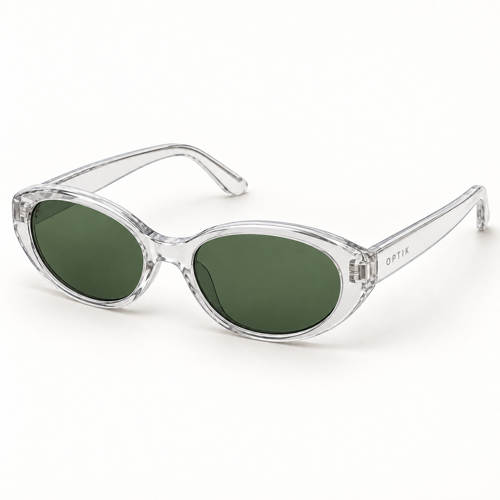 OPTIK Drift — Crystal frame, Green lenses — product