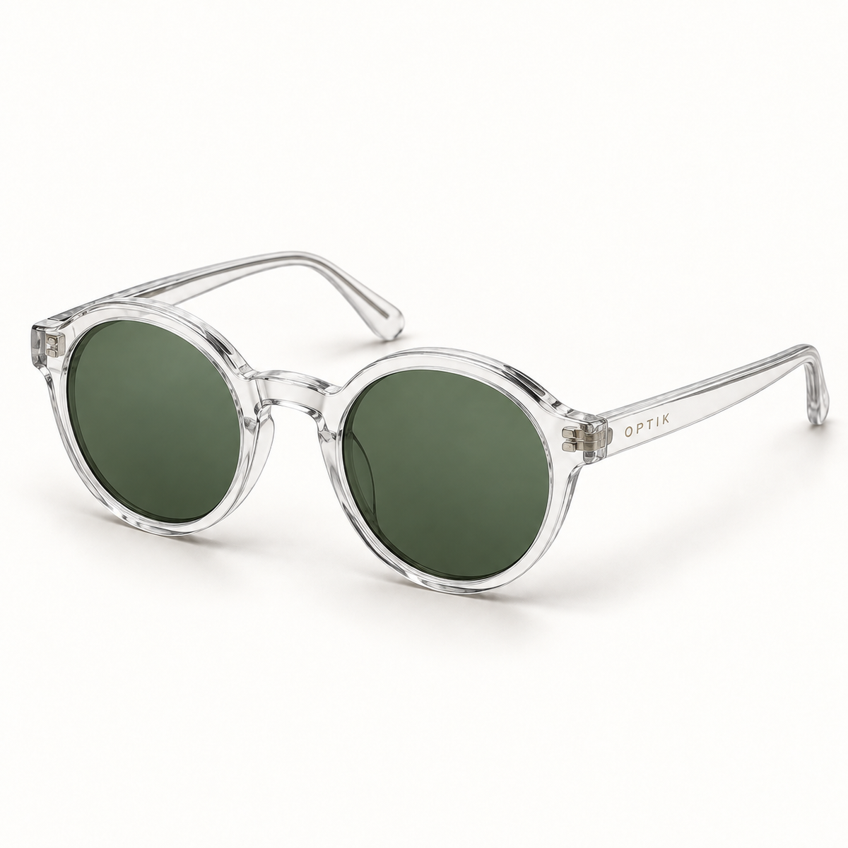 OPTIK Reef — Crystal frame, Green lenses — product