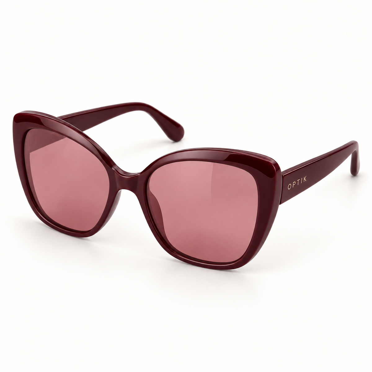 OPTIK Halo — Burgundy frame, Rose lenses — product