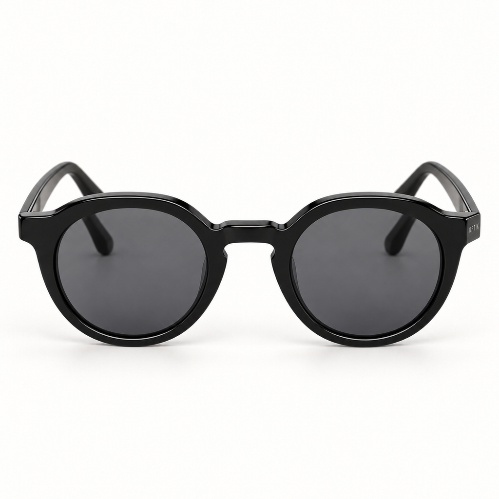 OPTIK Marlow — Black frame, Smoke Grey lenses — detail