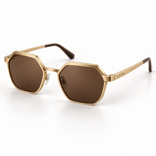 OPTIK Alba — Gold frame, Brown lenses — product