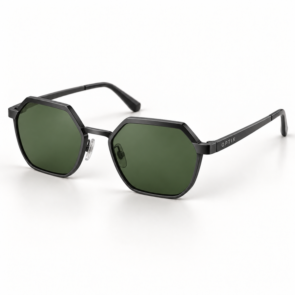 OPTIK Alba — Black frame, Green lenses — product