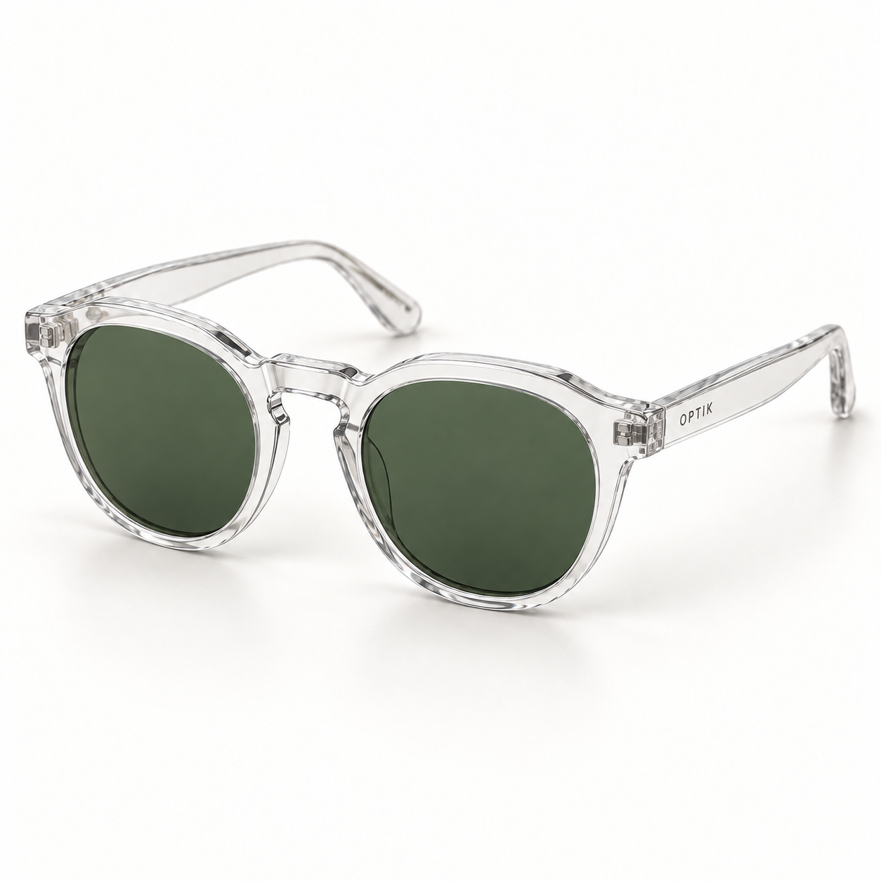 OPTIK Ember — Crystal frame, Green lenses — product