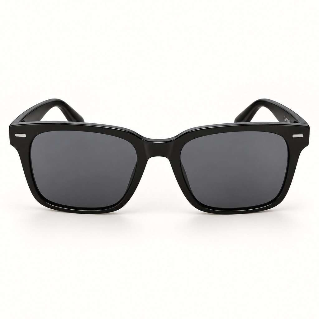 OPTIK Palma — Black frame, Smoke Grey lenses — detail