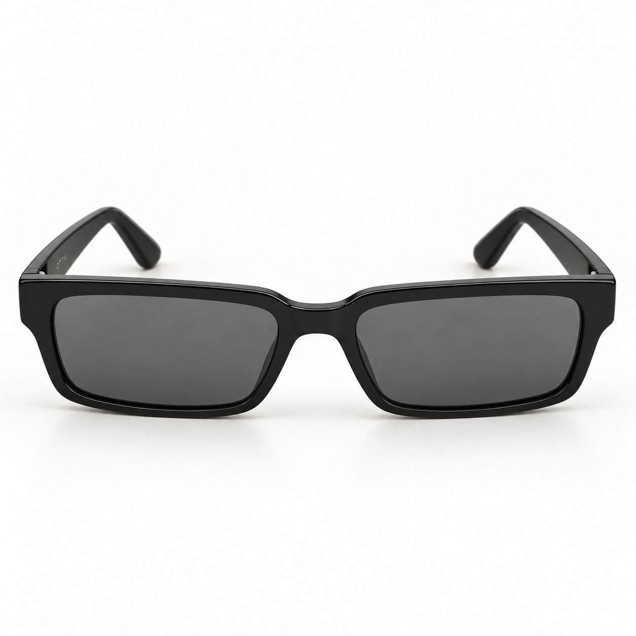 OPTIK Sereno — Black frame, Smoke Grey lenses — detail
