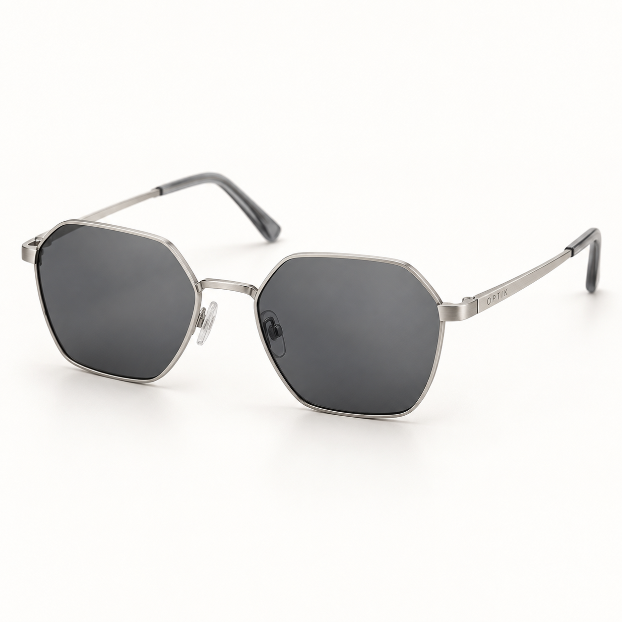 OPTIK Riviera — Silver frame, Smoke Grey lenses — product