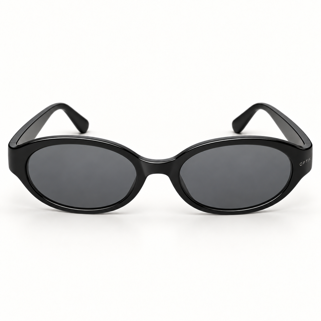 OPTIK Cielo — Black frame, Smoke Grey lenses — detail