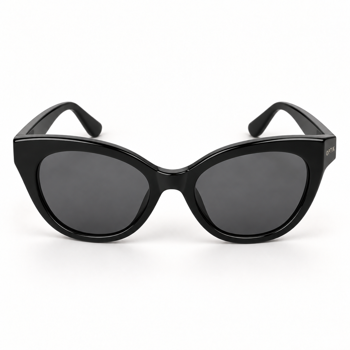 OPTIK Lucent — Black frame, Smoke Grey lenses — detail
