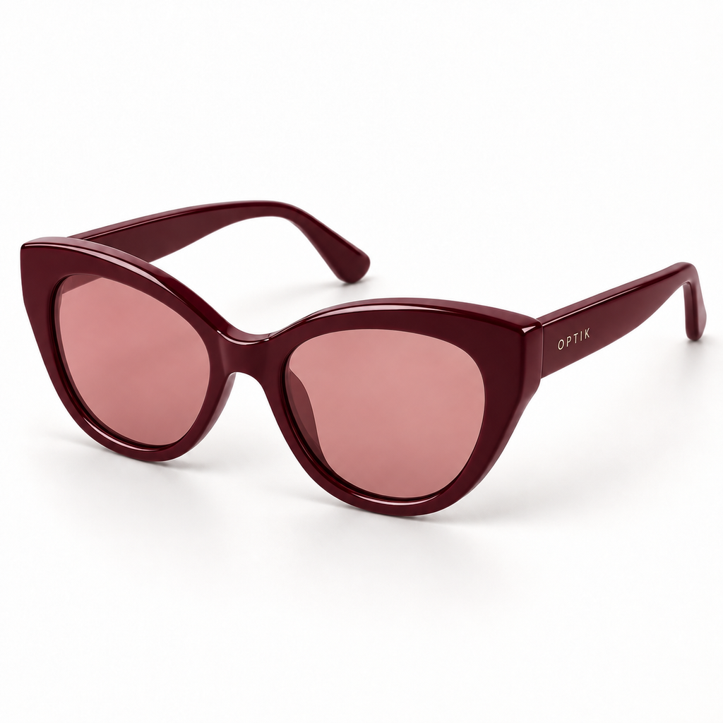 OPTIK Lucent — Burgundy frame, Rose lenses — product