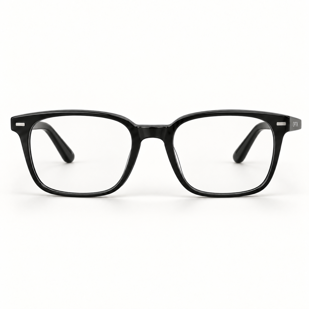 OPTIK Folio — Black frame, Clear lenses — detail