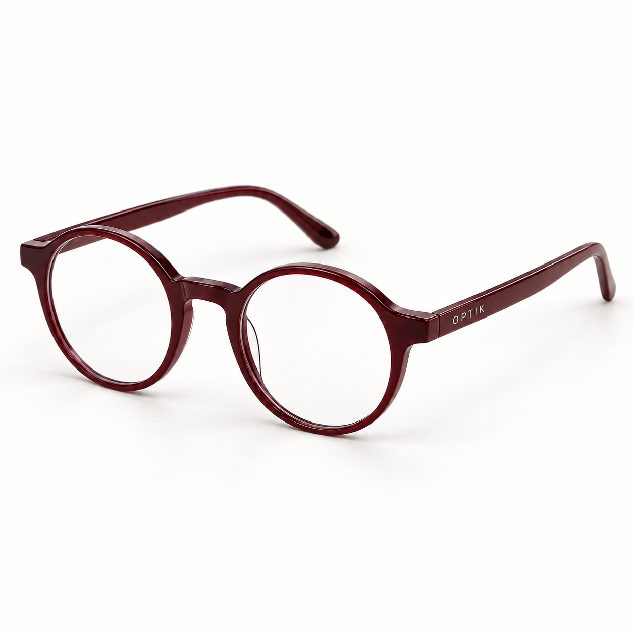 OPTIK Verse — Burgundy frame, Clear lenses — product