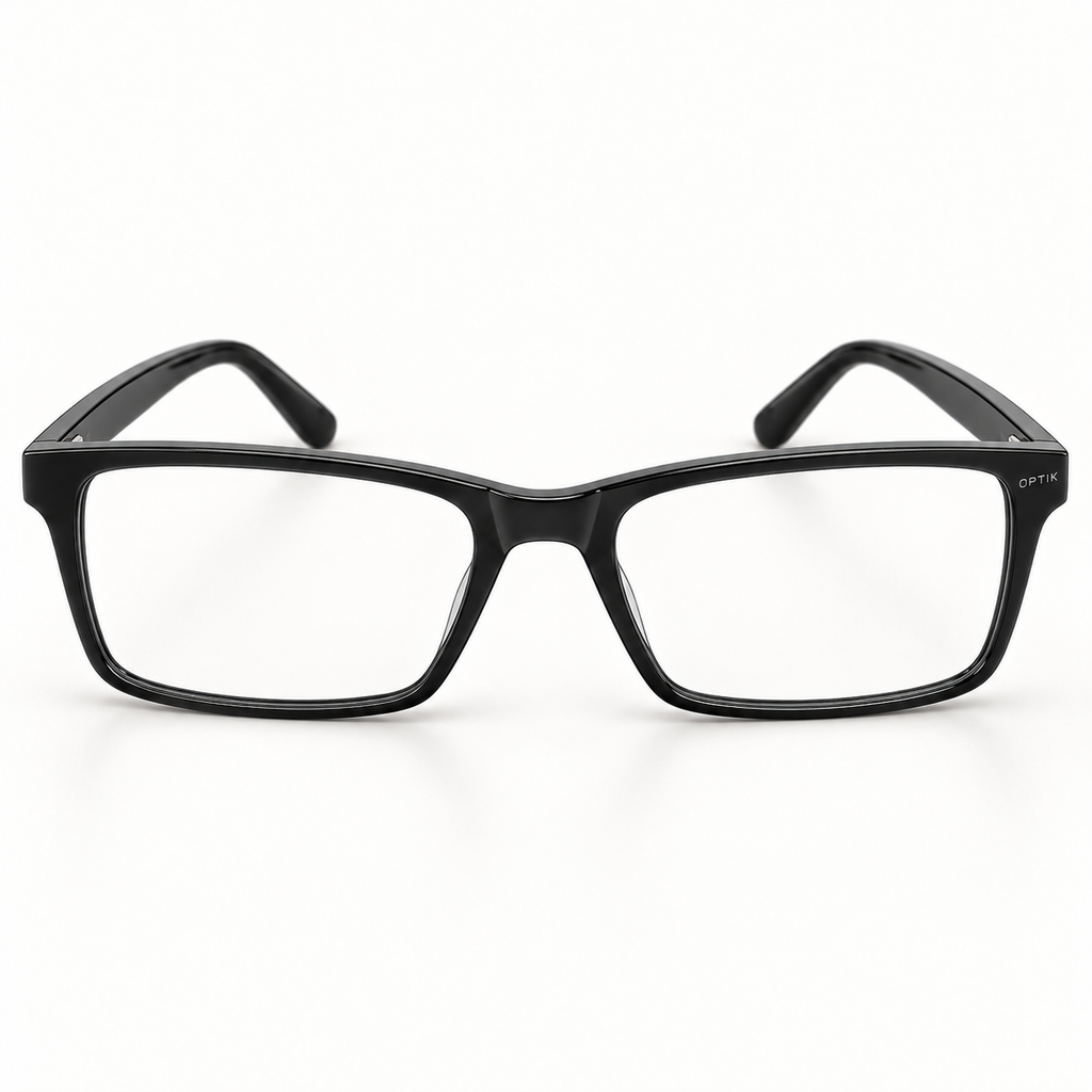OPTIK Quill — Black frame, Clear lenses — detail