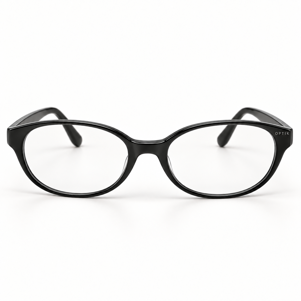 OPTIK Serif — Black frame, Clear lenses — detail