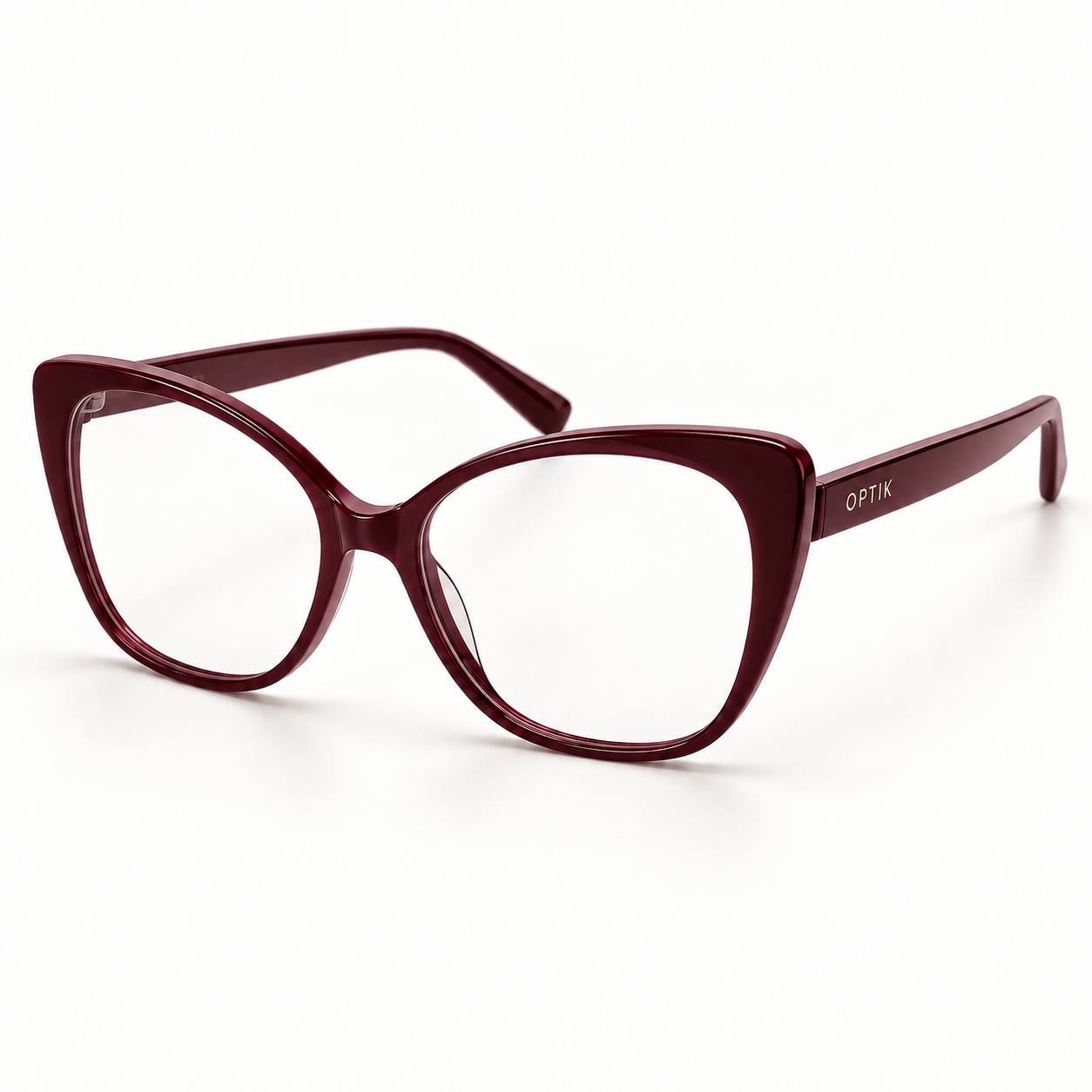 OPTIK Outline — Burgundy frame, Clear lenses — product