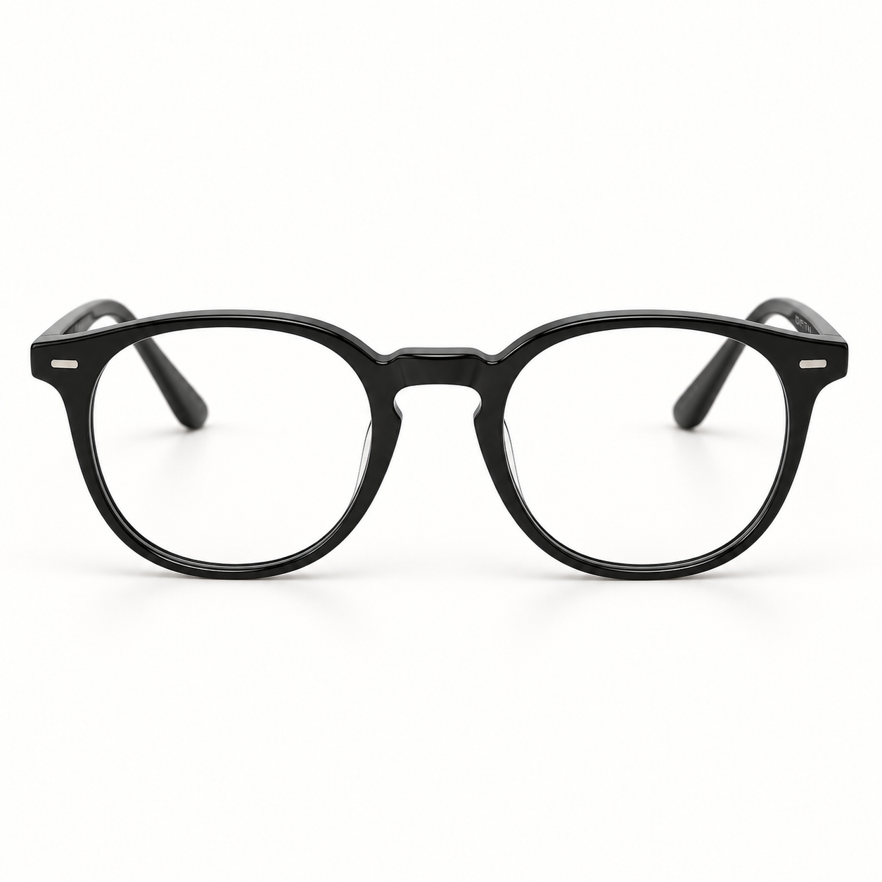 OPTIK Note — Black frame, Clear lenses — detail