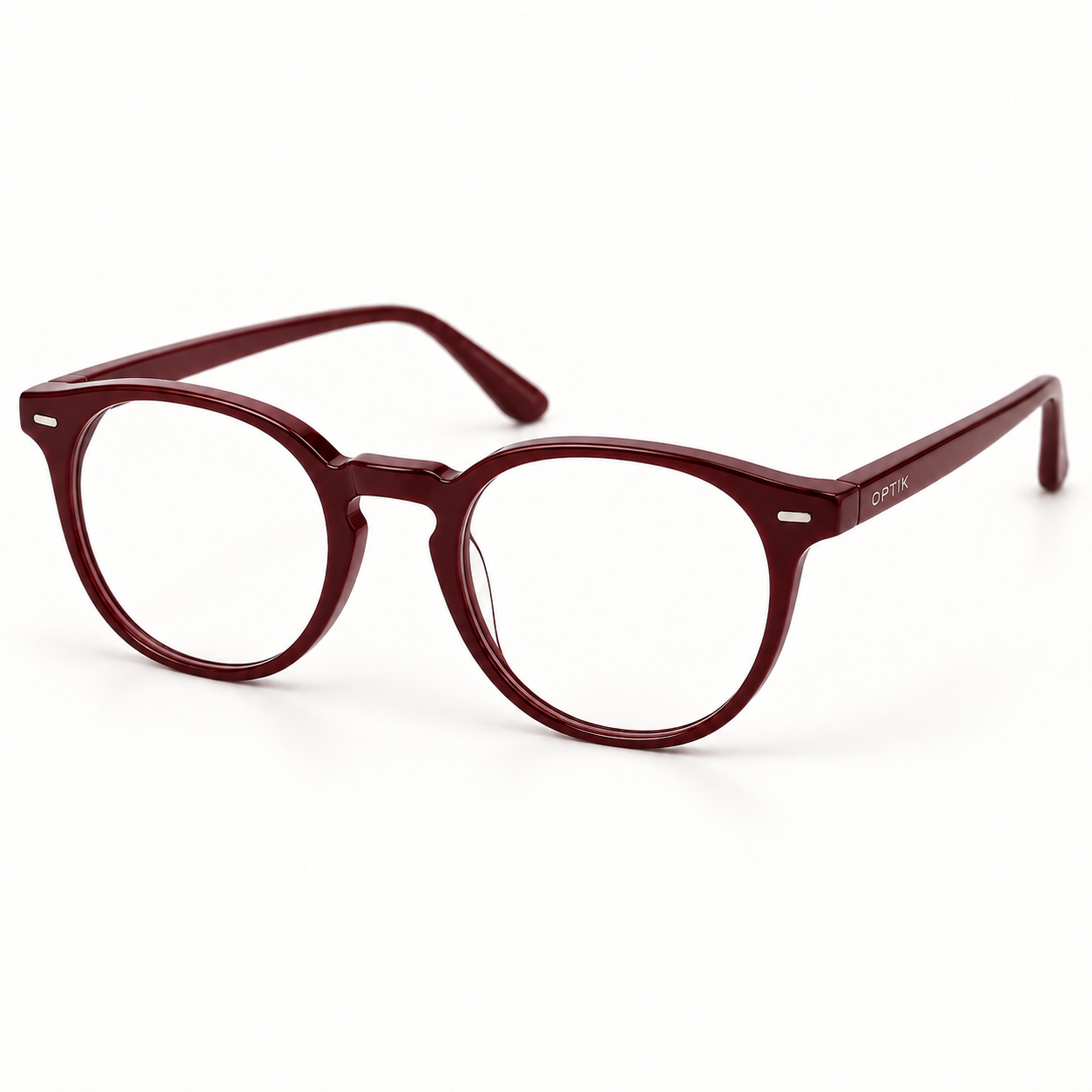 OPTIK Note — Burgundy frame, Clear lenses — product