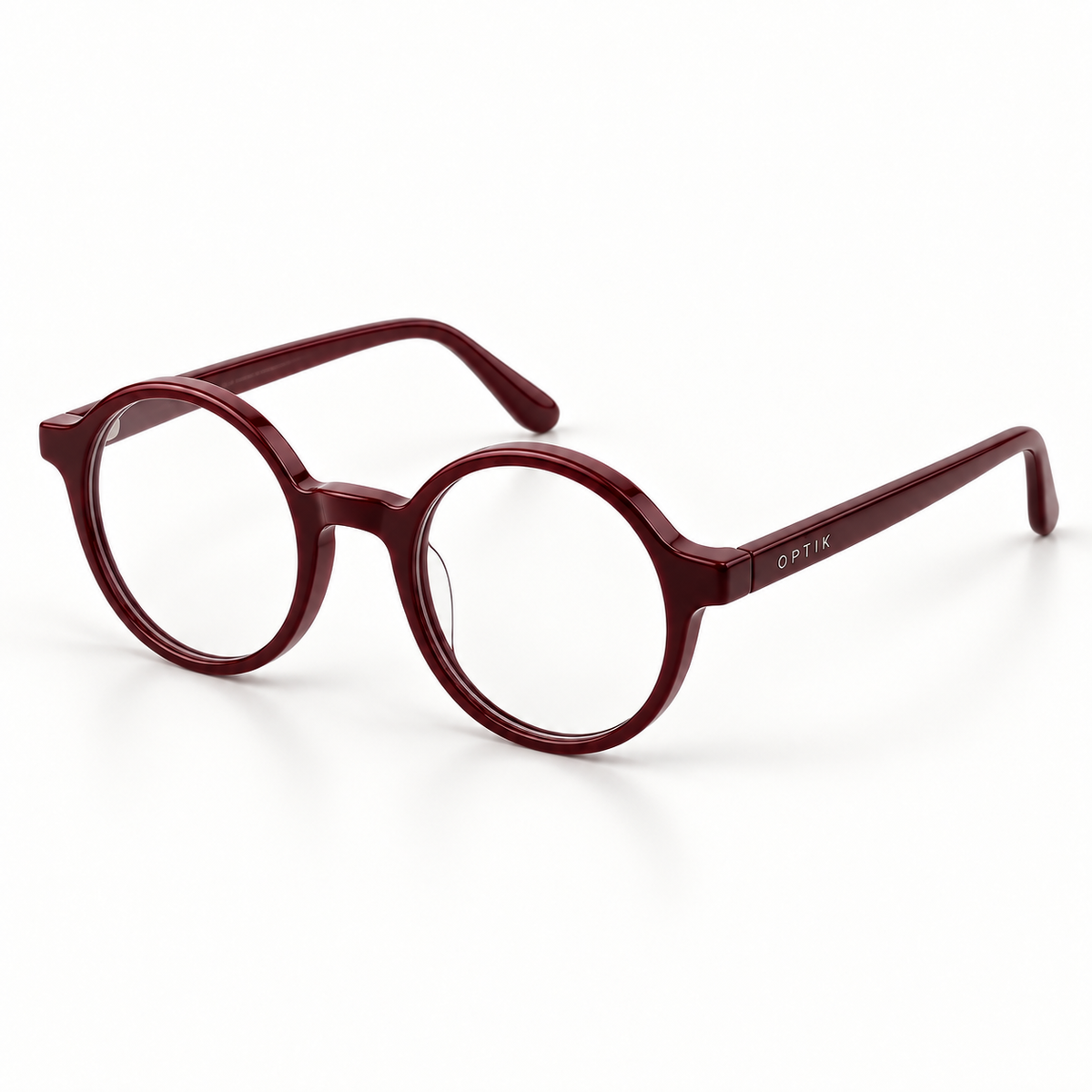 OPTIK Musea — Burgundy frame, Clear lenses — product