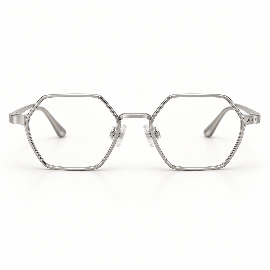 OPTIK Civic — Silver frame, Clear lenses — detail