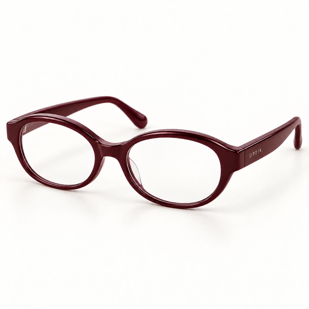 OPTIK Clarity — Burgundy frame, Clear lenses — product