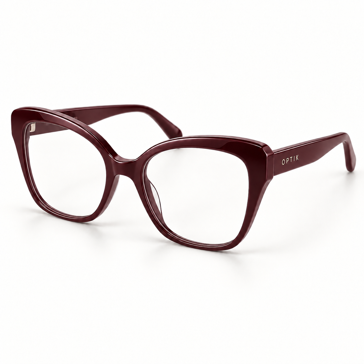 OPTIK Canvas — Burgundy frame, Clear lenses — product