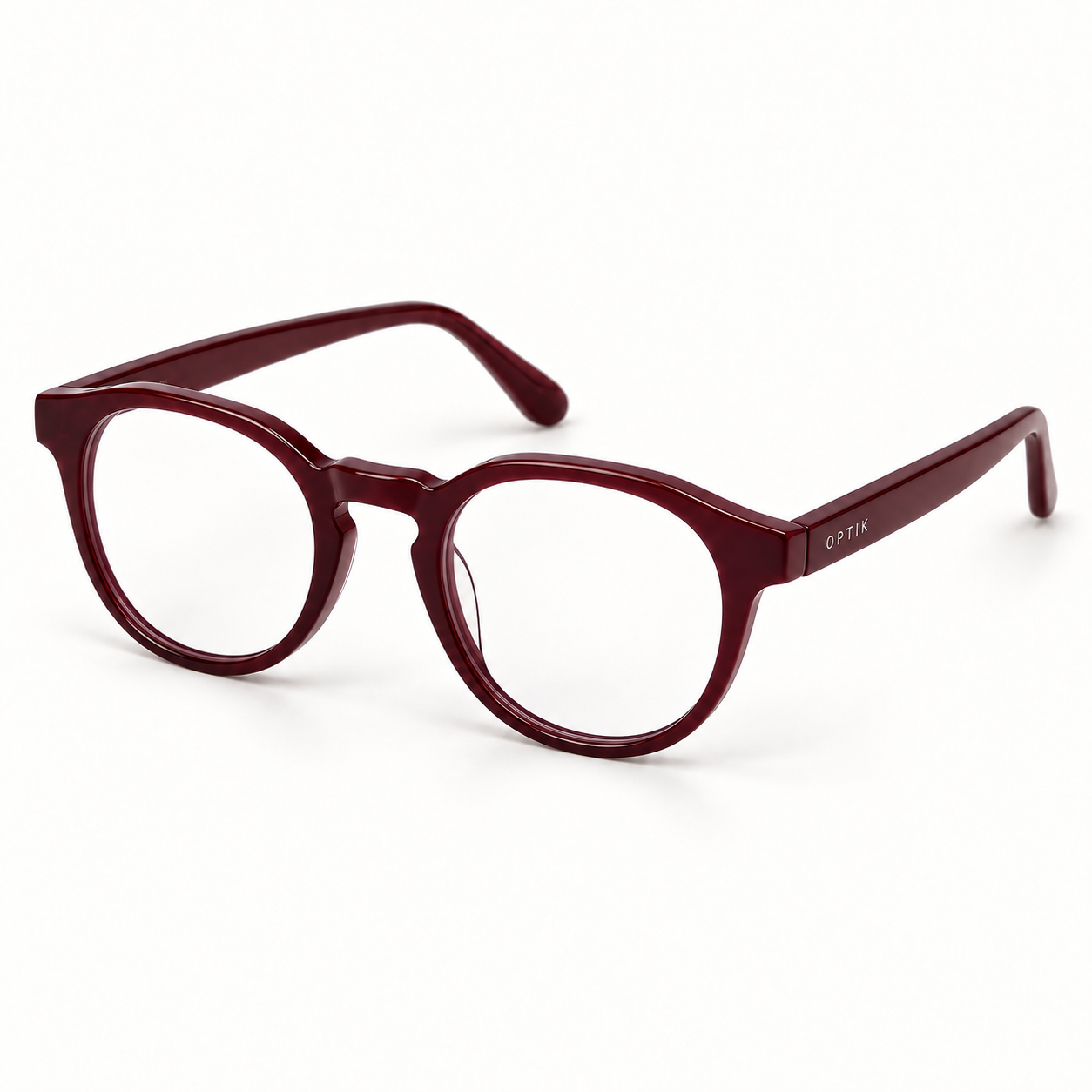 OPTIK Linear — Burgundy frame, Clear lenses — product
