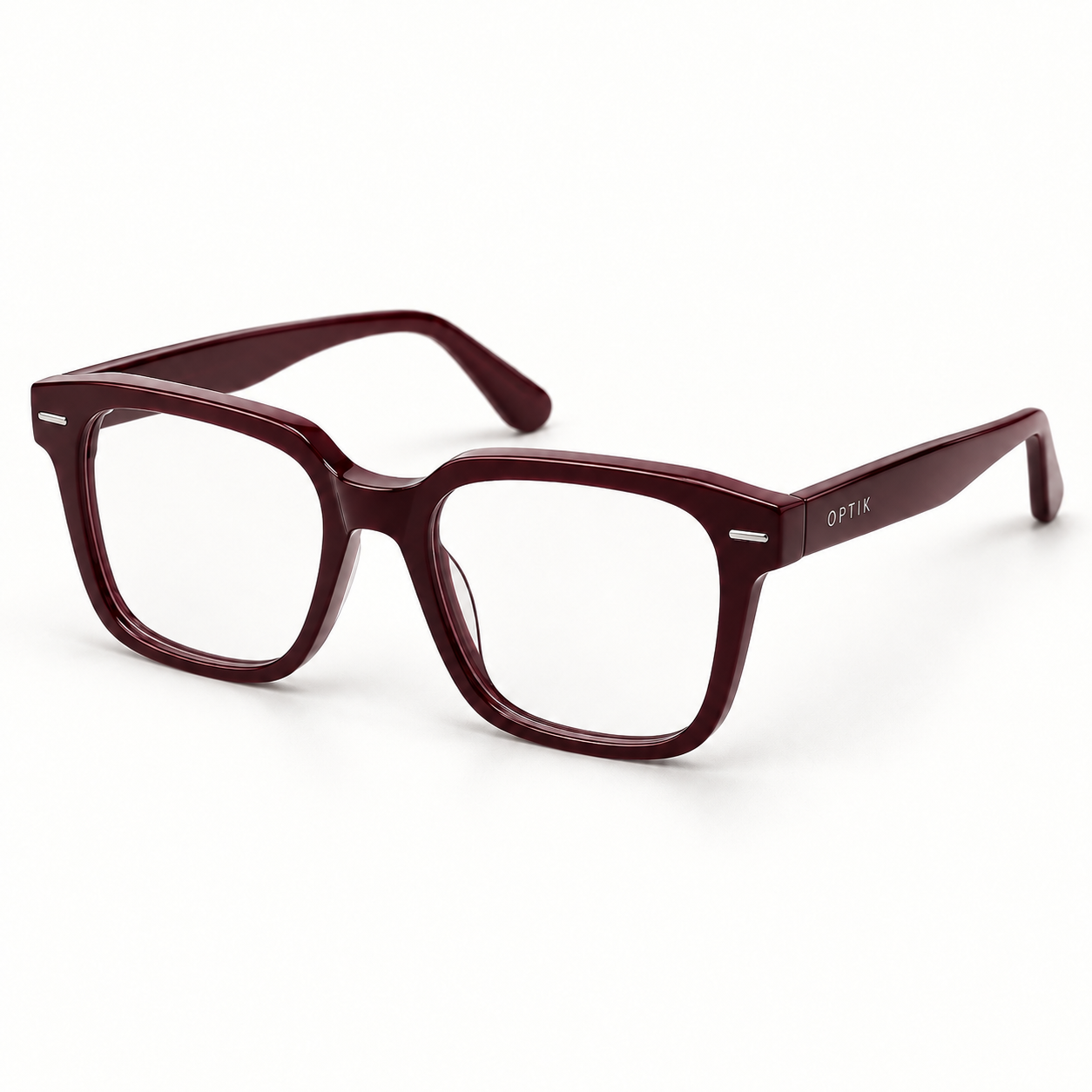 OPTIK Page — Burgundy frame, Clear lenses — product