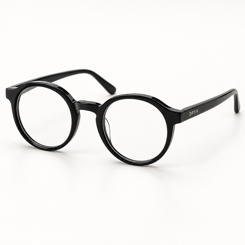 OPTIK Curio — Black frame, Clear lenses — product