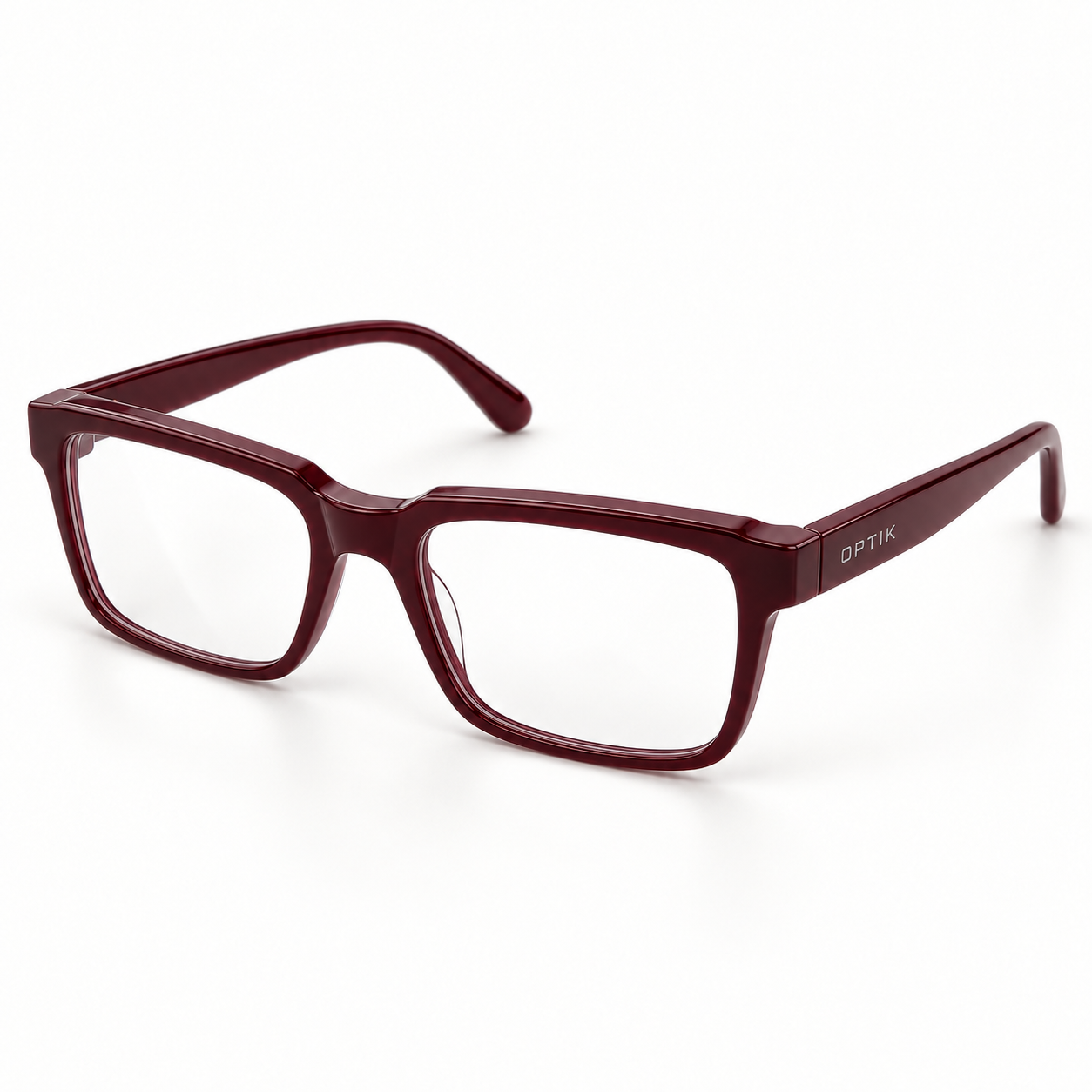 OPTIK Alto — Burgundy frame, Clear lenses — product