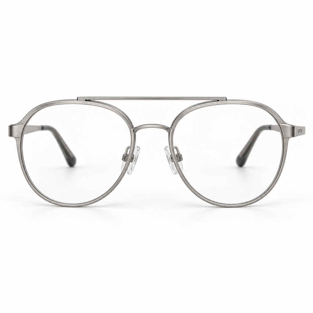 OPTIK Ellipse — Silver frame, Clear lenses — detail