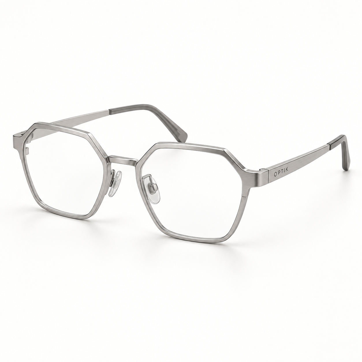 OPTIK Script — Silver frame, Clear lenses — product