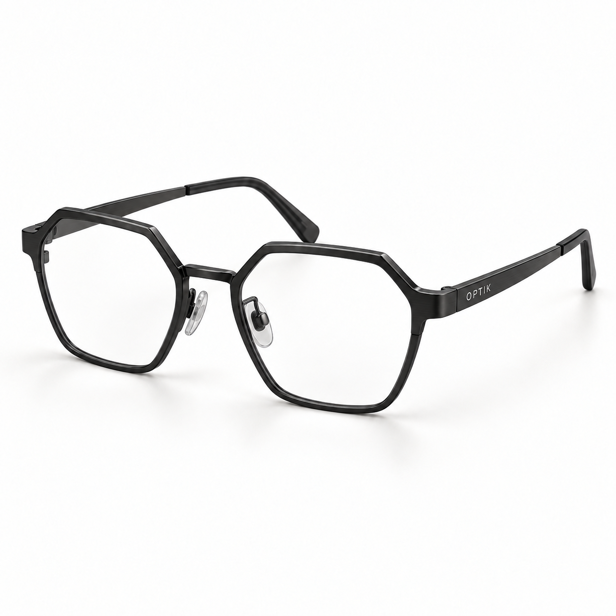 OPTIK Script — Black frame, Clear lenses — product