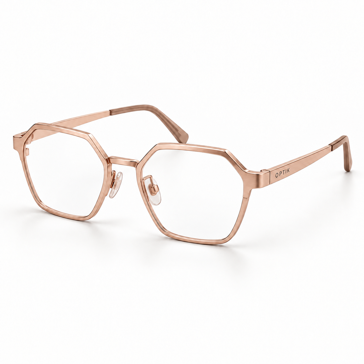 OPTIK Script — Rose Gold frame, Clear lenses — product
