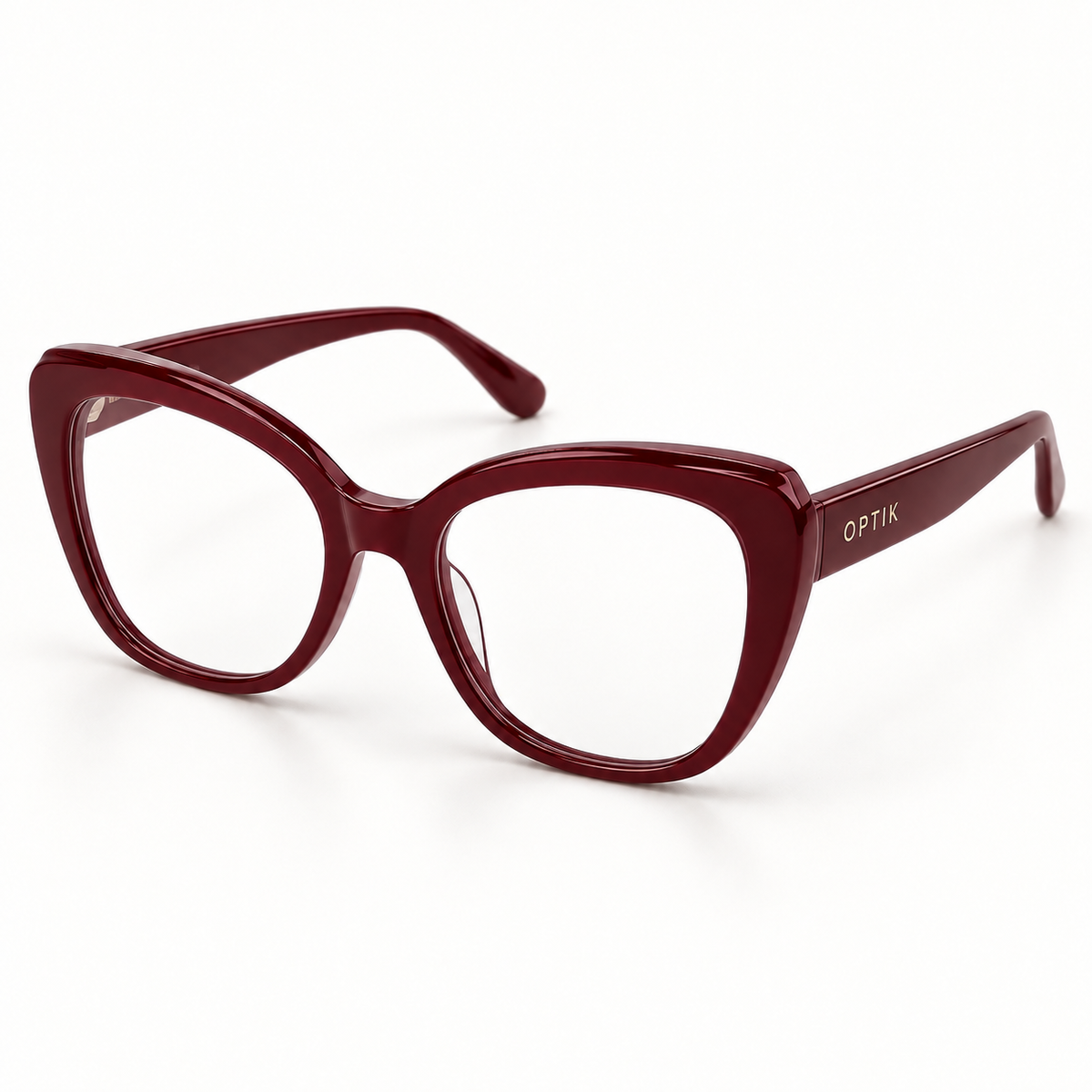 OPTIK Tempoa — Burgundy frame, Clear lenses — product