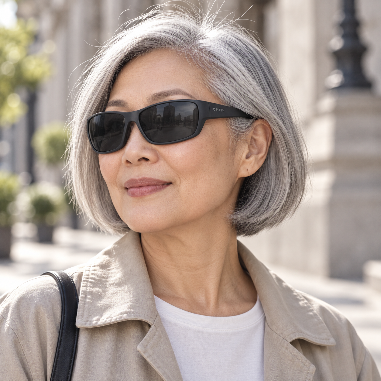 OPTIK Ridge — Black frame, Smoke Grey lenses — lifestyle