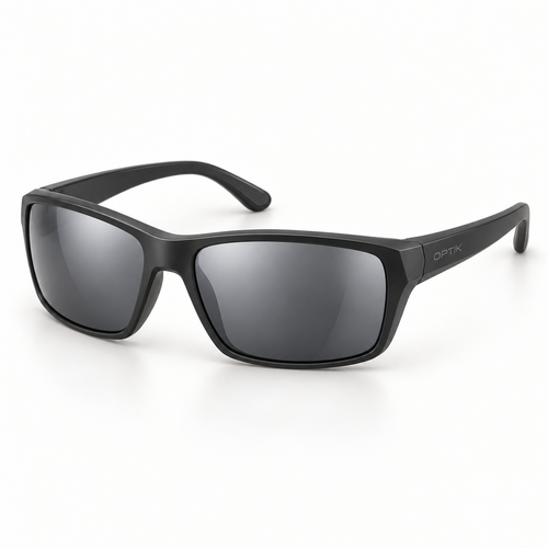 OPTIK Aerojet — Black frame, Smoke Grey lenses — product