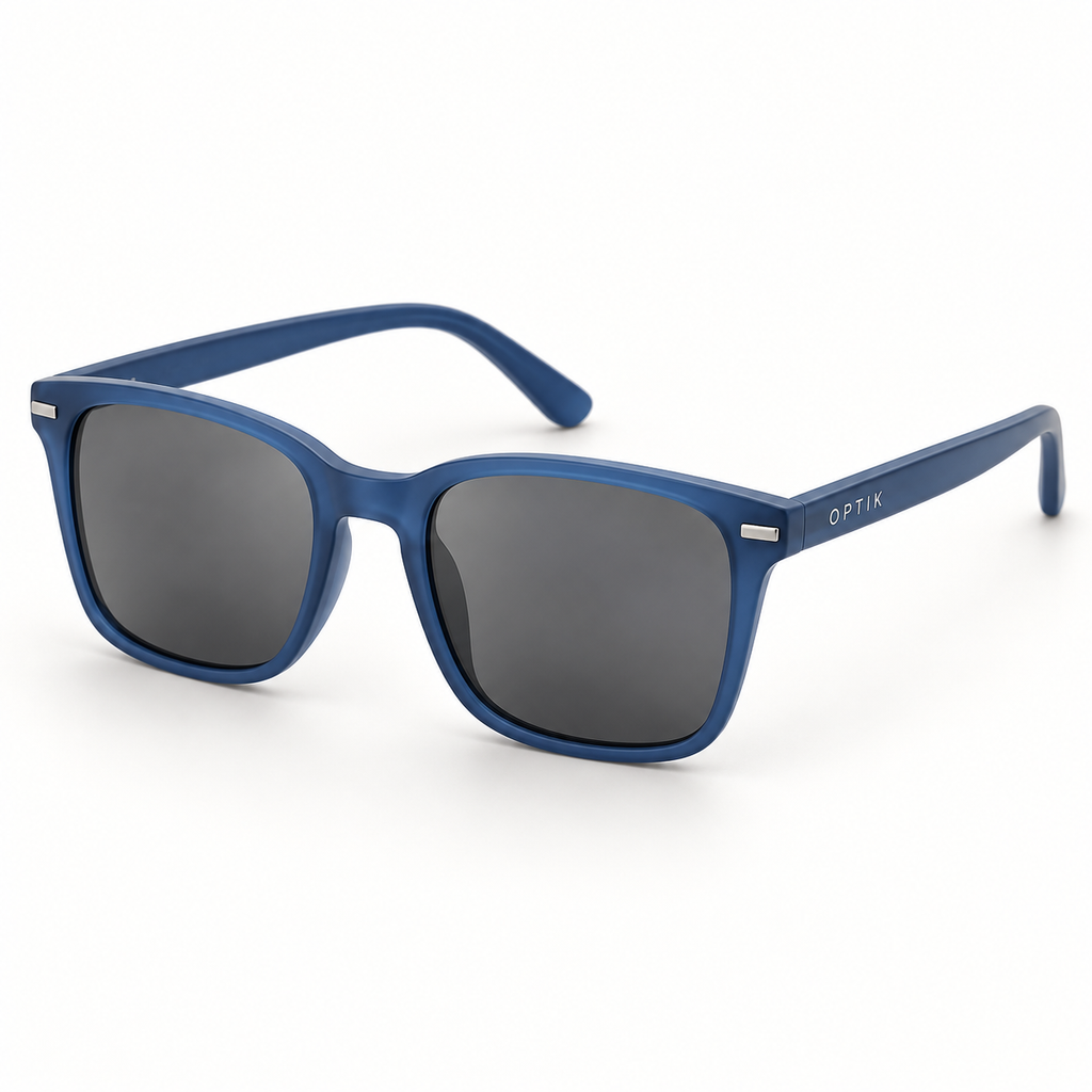 OPTIK Sunny — Blue frame, Smoke Grey lenses — product