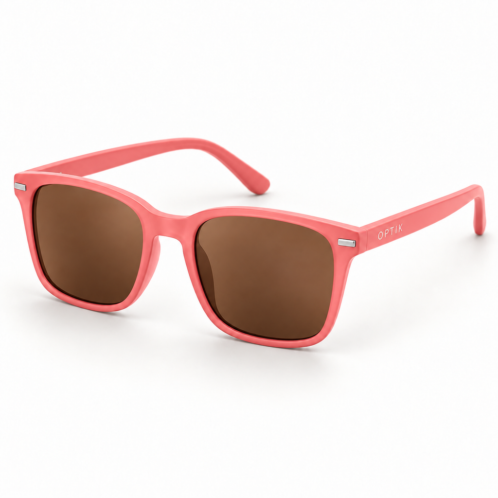 OPTIK Sunny — Coral frame, Brown lenses — product