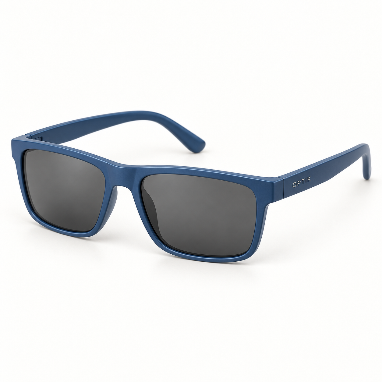 OPTIK Pebble — Blue frame, Smoke Grey lenses — product
