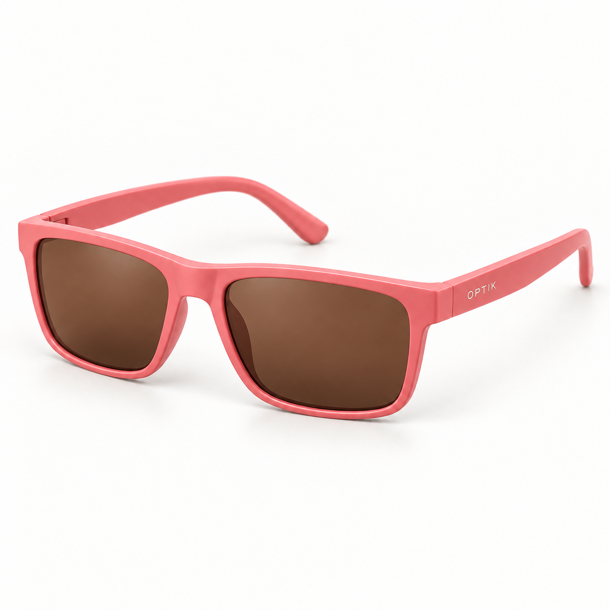 OPTIK Pebble — Coral frame, Brown lenses — product