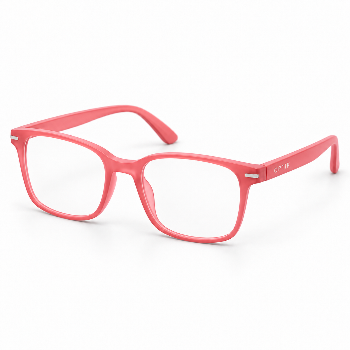 OPTIK Pip — Coral frame, Clear lenses — product